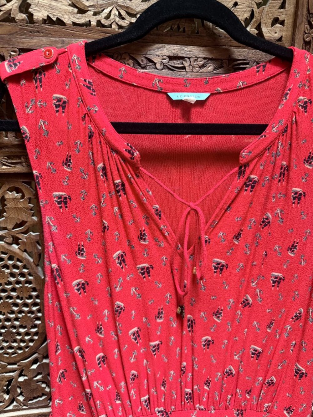 Leifnotes for Anthropologie Skipper Ships Red Nautical Sailboat Dress, size XL